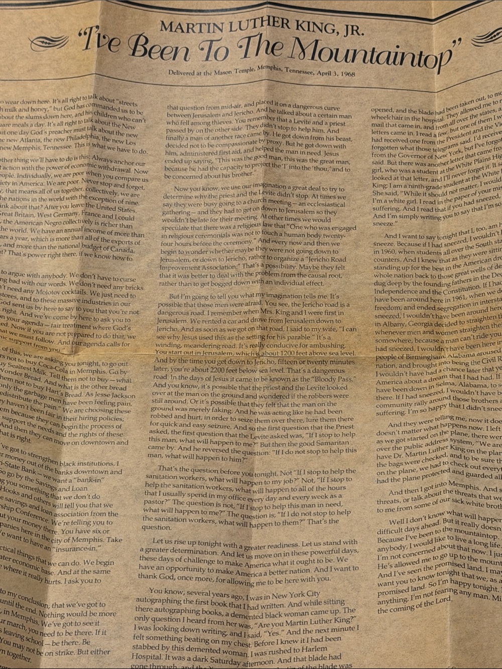 Vintage Martin Luther King Jr. “I’ve‎ Been To The Mountaintop” Speech Broadside - Picture 4 of 6